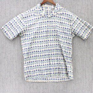 Vintage Burma Bibas Shirt Mens XL Multicolor Geometric Pattern Collared 90s